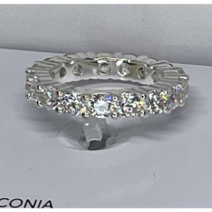 Silver Plated CZ Band Ring (Sz 6) Chic Stylish Fashion Stunning Trendy Shiny NWT