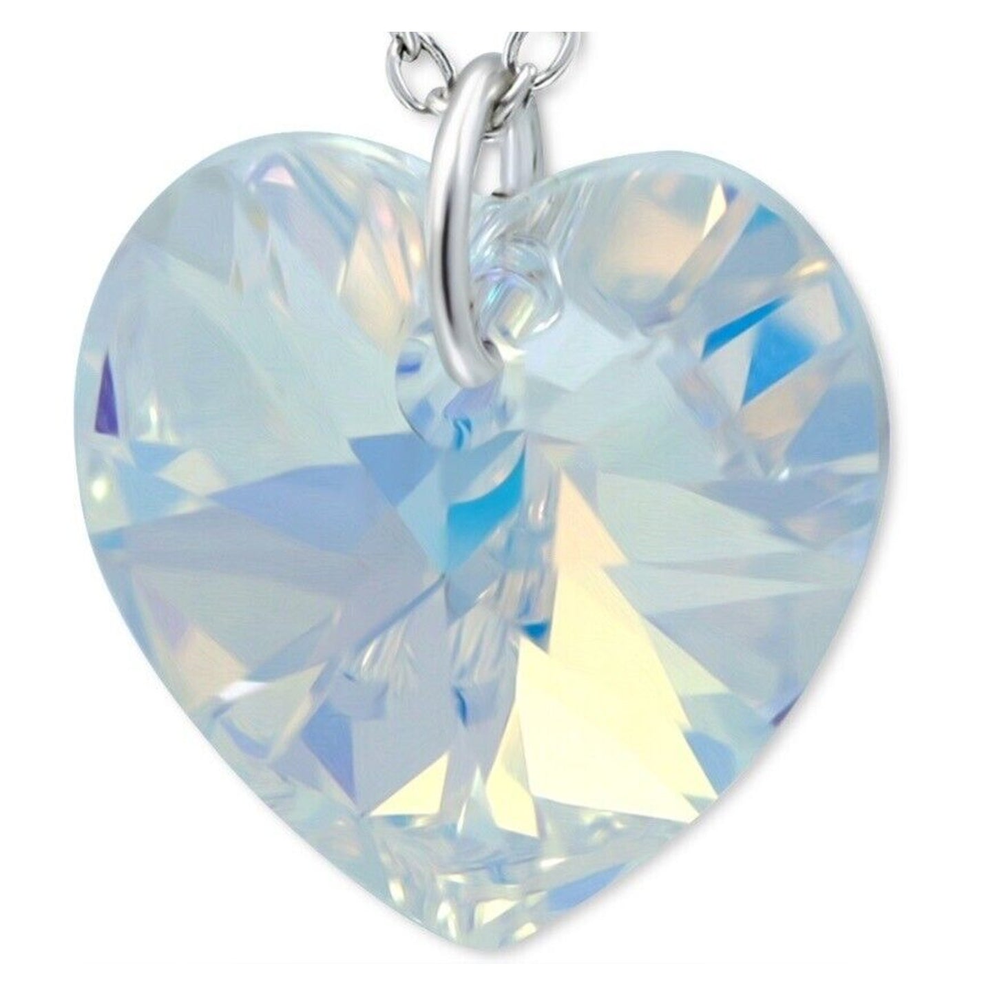 Sterling Silver Swarovski Crystal Heart Necklace Stunning Chic Trendy Style Vday