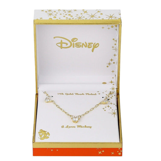 Disney 14K Gold Plated Mickey Mouse Ears Necklace Chic Shiny Fashion Style Vday