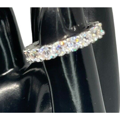 Silver Plated CZ Band Ring (Sz 6) Chic Stunning Elegant Fashion Style Trendy NWT