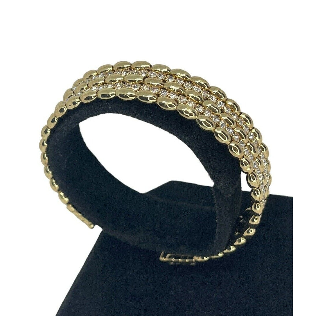 Anne Klein Gold Tone Crystal Cuff Bracelet Stylish Fashion Trendy Chic Cocktail