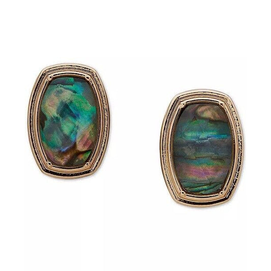 Anne Klein Abalone Doublet Gold Tone Earrings Clip On Chic Fashion Stylish NWT