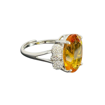 LUXY Gems Natural Citrine (10 cts) Sterling Silver Ring Luxury Fashion (Sz 6-10)