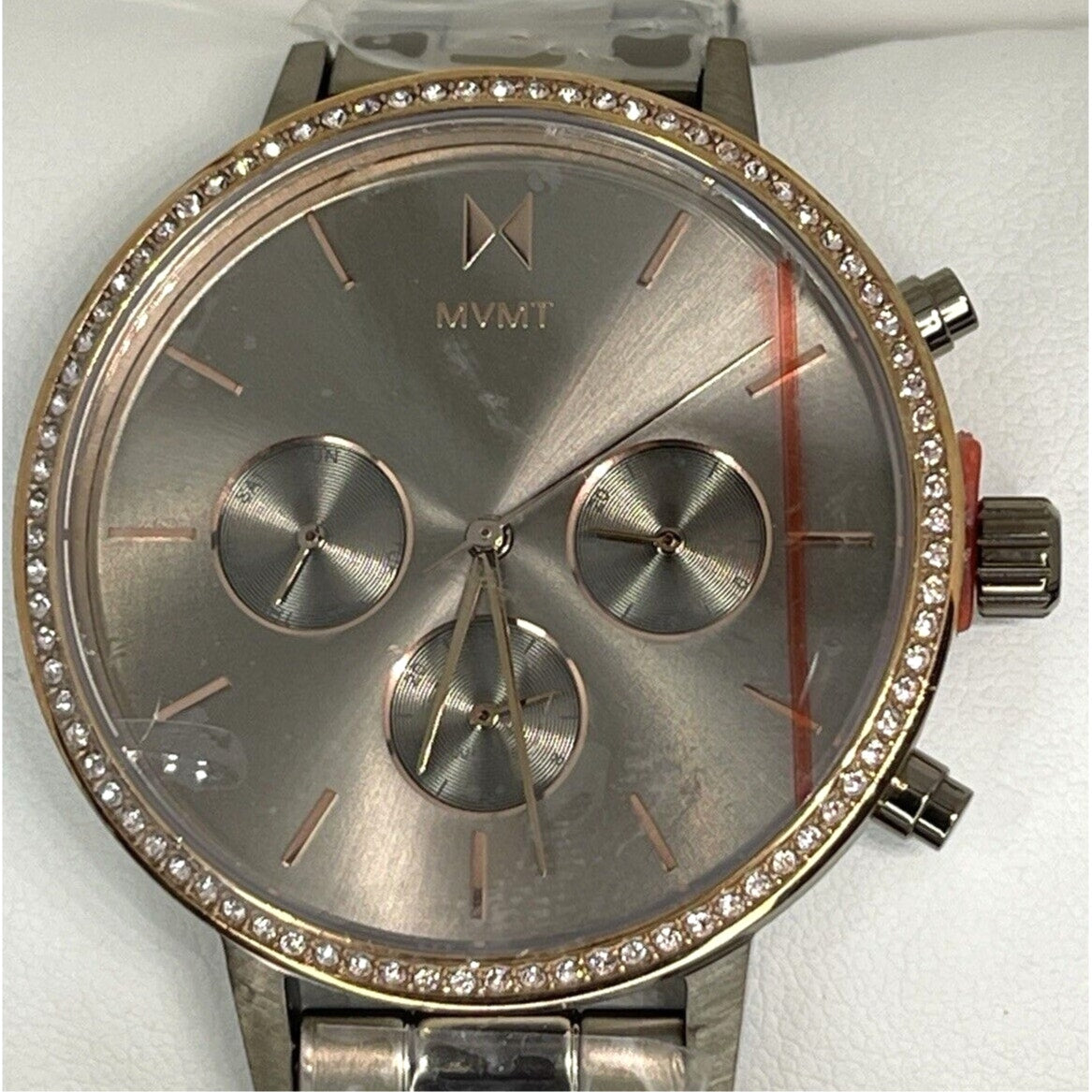 MVMT Taupe Stainless Steel Crystal Nova Bracelet Watch 38mm Chronograph Chic NWT