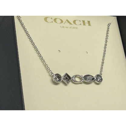 Coach Silver Tone Swarovski Crystal Necklace Stunning Chic Designer Elegant NWT