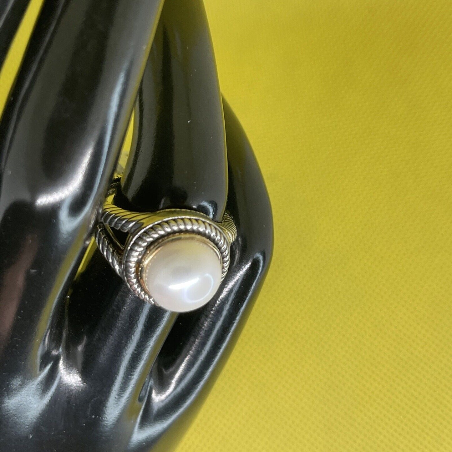 Peter Thomas Roth Sterling Silver Pearl (10mm) Ring 14K Gold (Sz 7) Luxury Chic