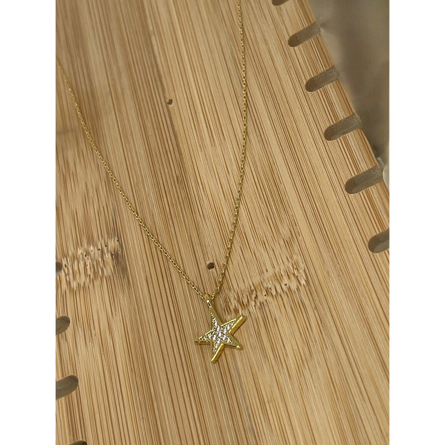 Kate Spade Gold Tone Crystal Star Pendant Necklace CZ Chic Fashion Trendy Style