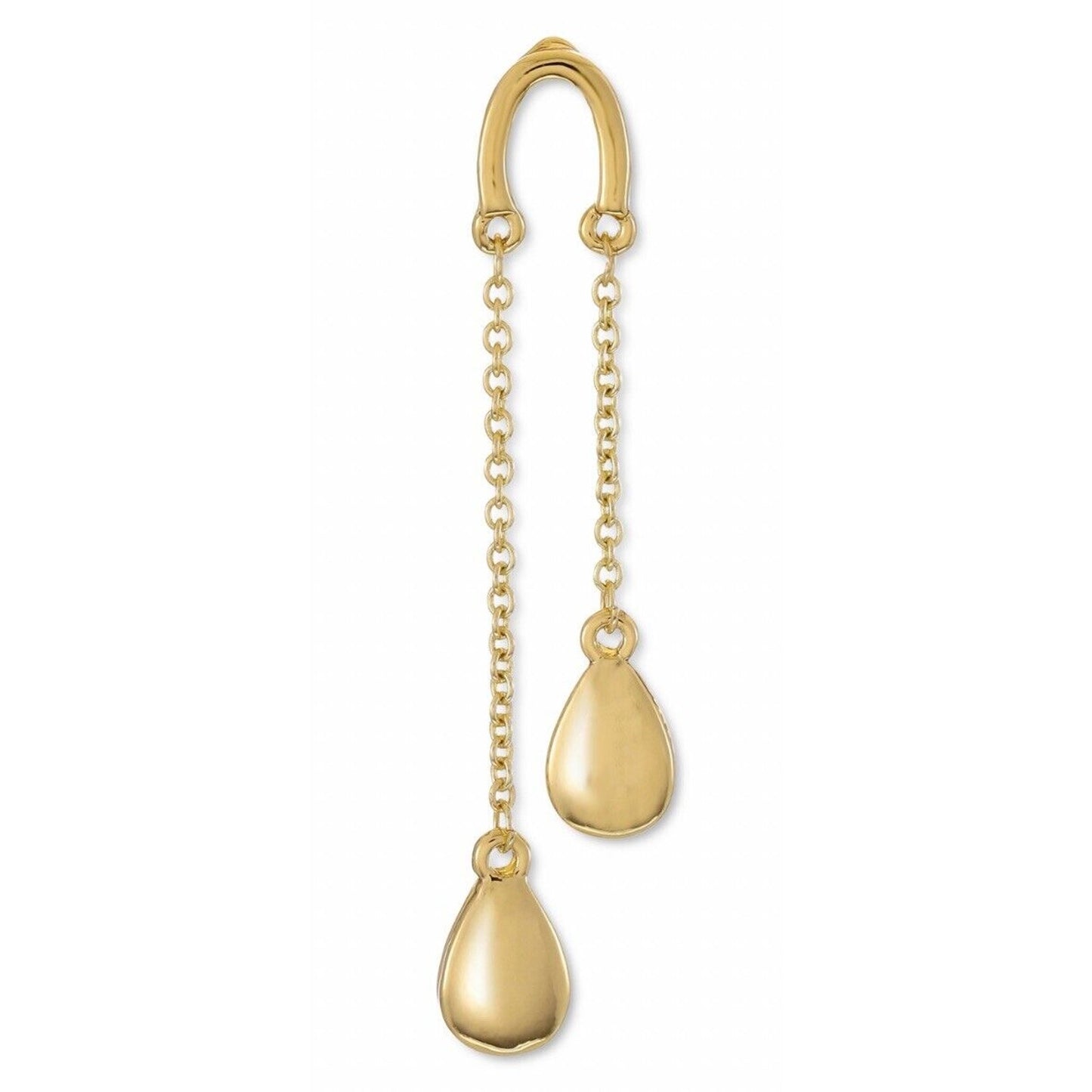 Gold Tone Tear Drop Chain Earrings Elegant Fashion Style Statement Stunning NWT