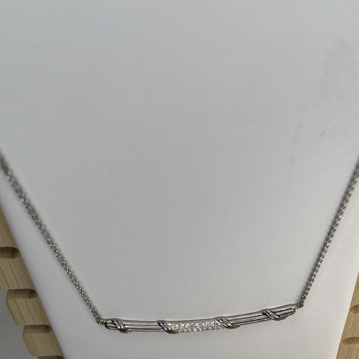 Peter Thomas Roth Pave Topaz Sterling Silver Necklace Luxury Elegant Bar Pendant