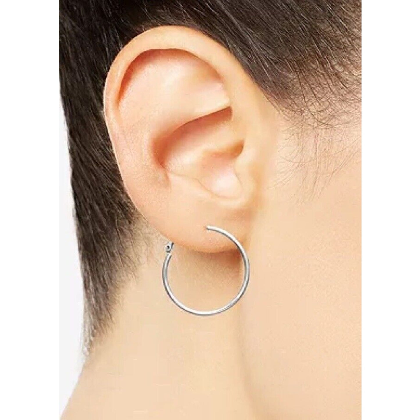 Sterling Silver Hoop Earrings Fashion Minimal Stylish Shiny Trendy Everyday Wear