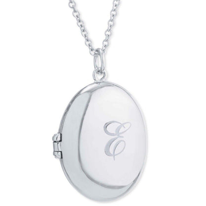 Sterling Silver 'E' Initial Locket Pendant Necklace Style Elegant Fashion Luxury