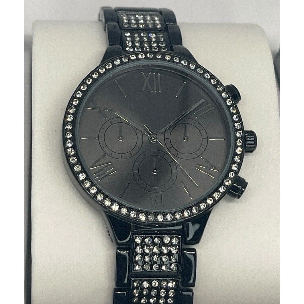 Black Tone Crystal Bracelet Watch Women's Stunning Style Trendy Fashion NWT Vday