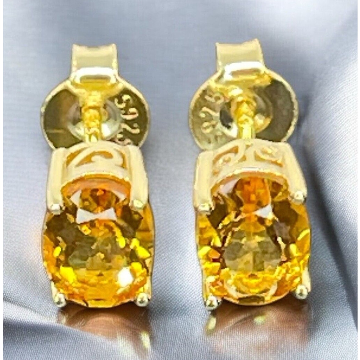 LUXY Gems Natural Citrine 18K Gold Vermeil Stud Earrings (1.4 ct.) Luxury Trendy