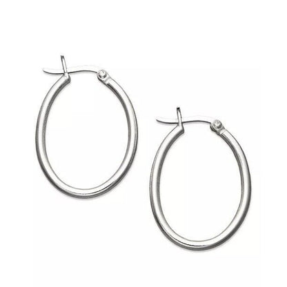 Sterling Silver Oval Hoop Earrings Chic Stylish Everyday Wear Minimal Trendy NWT