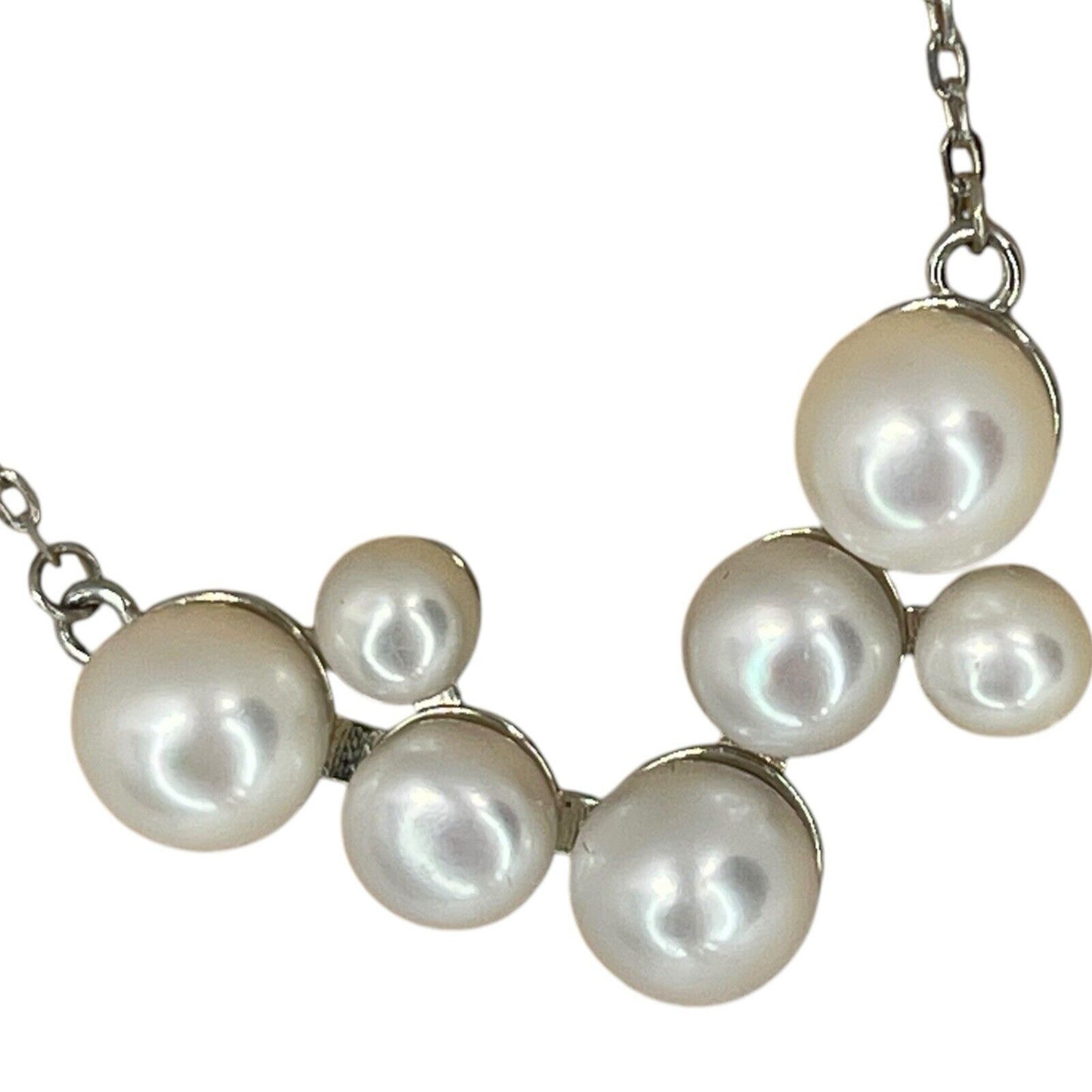 Pearl Cluster (4-8mm) Sterling Silver Necklace Luxury Fashion Chic Trendy Style