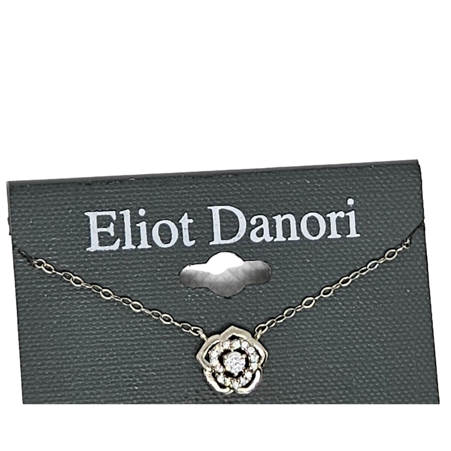 Eliot Danori Silver Tone CZ Flower Pendant Necklace Floral Trendy Stylish Dainty