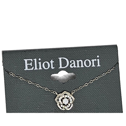 Eliot Danori Silver Tone CZ Flower Pendant Necklace Floral Trendy Stylish Dainty