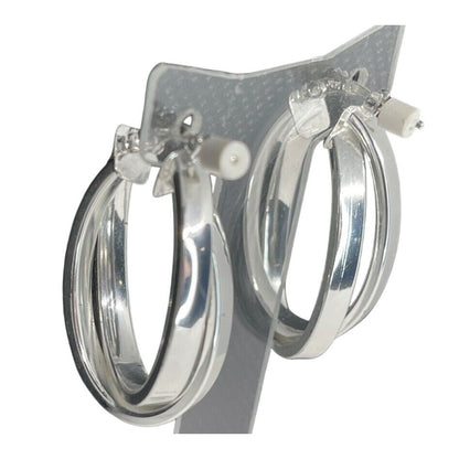 Sterling Silver Twist Hoop Earrings Crisscross Fashion Elegant Trendy Chic Style