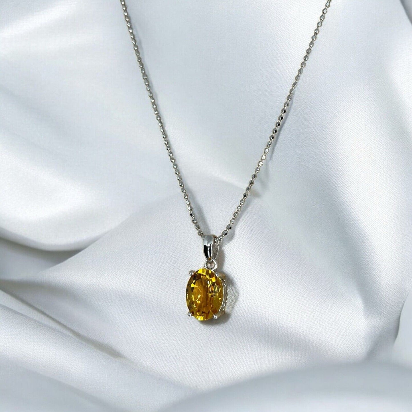 LUXY Gems Natural Citrine Sterling Silver Beaded Necklace (1.7 cts) Luxury Style