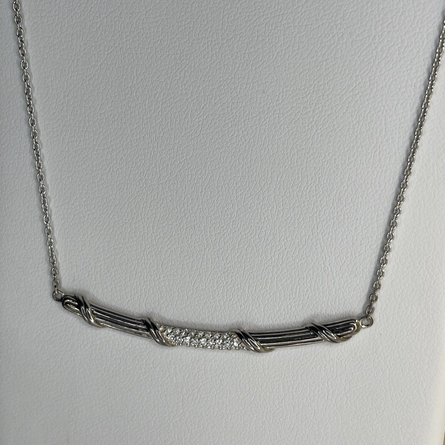 Peter Thomas Roth Pave Topaz Sterling Silver Necklace Luxury Elegant Bar Pendant