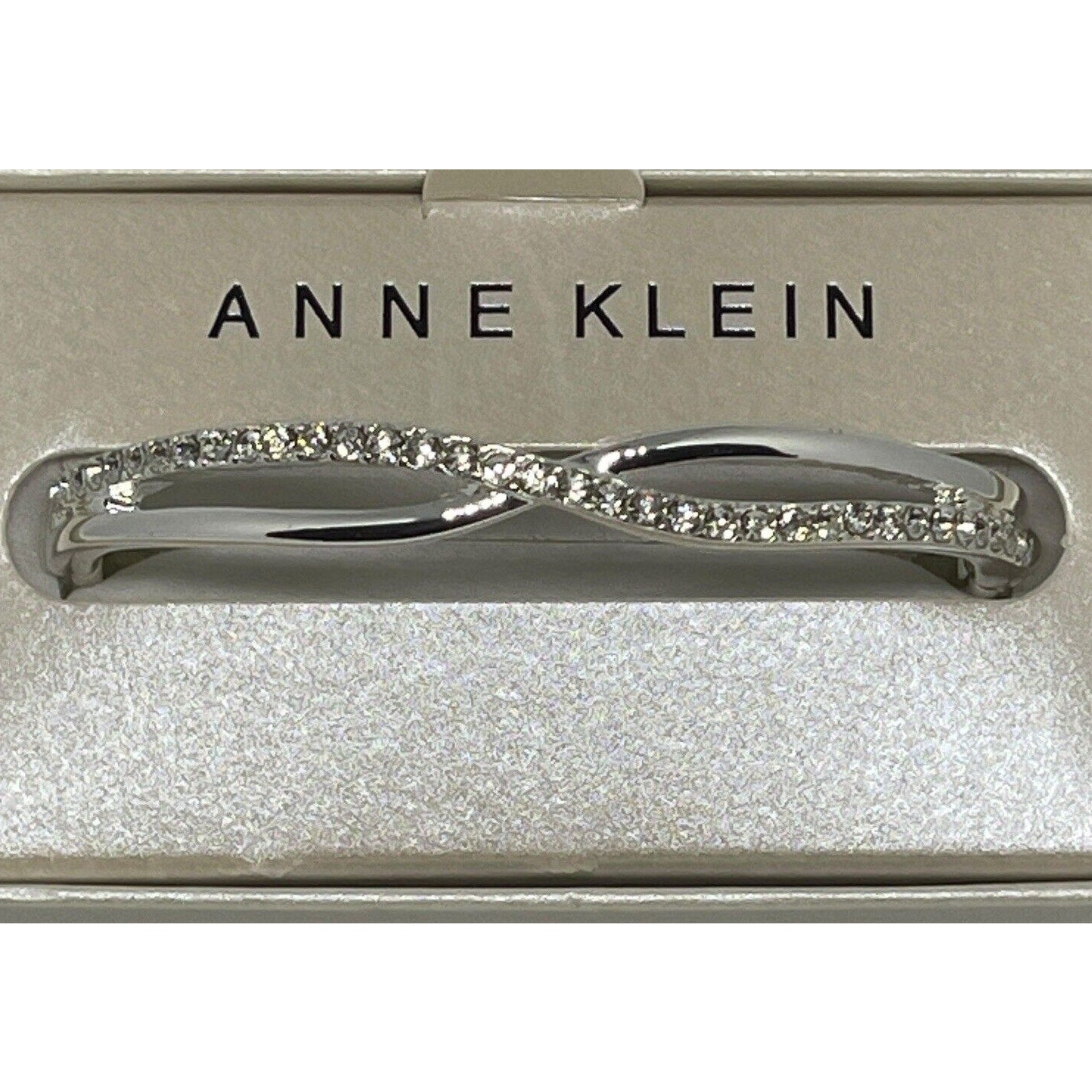 Anne Klein Silver Tone Crystal Bangle Bracelet Chic Fashion Elegant Trendy Style