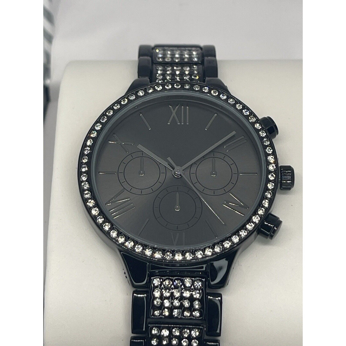 Black Tone Crystal Bracelet Watch Women's Stunning Style Trendy Fashion NWT Vday