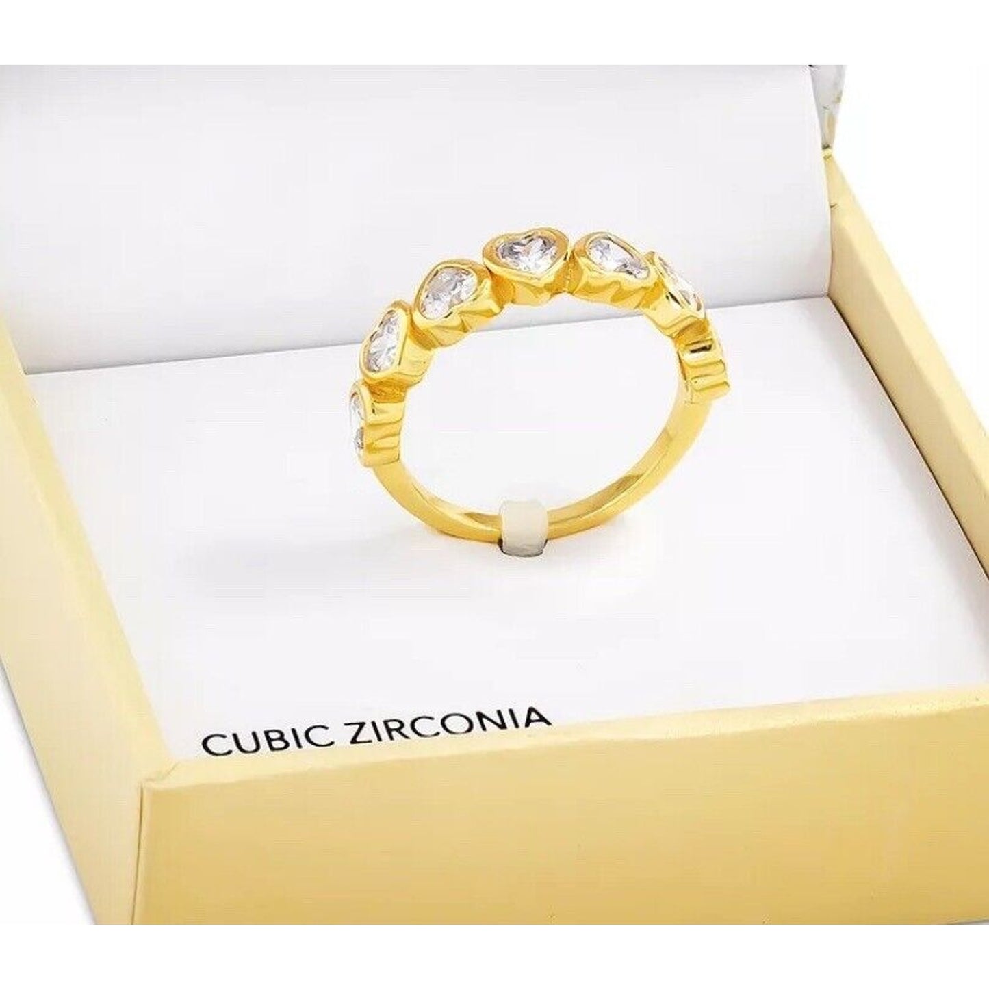 Gold Plated Heart Cluster CZ Ring (Sz 9) Trendy Chic Stylish Fashion NWT Vday