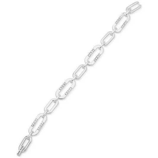 Anne Klein Silver Tone Crystal Chain Link Bracelet Style Chic Trendy Shiny NWT