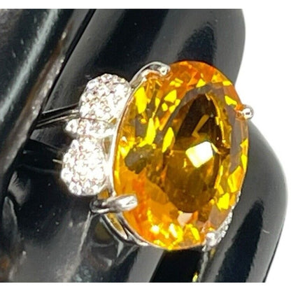 LUXY Gems Natural Citrine (10 cts) Sterling Silver Ring Luxury Fashion (Sz 6-10)