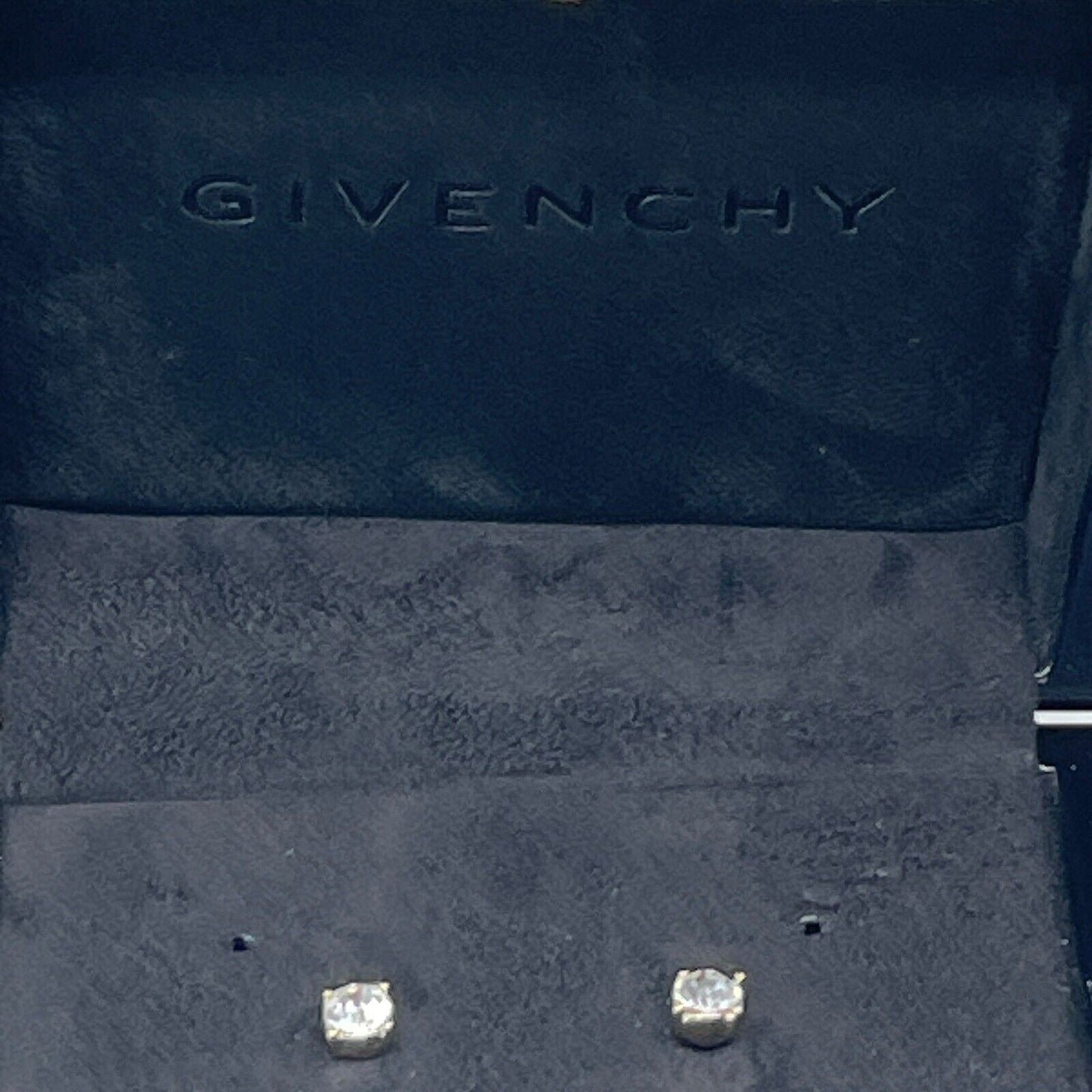 Givenchy Gold Tone CZ Stud Earrings Designer Fashion Everyday Wear Elegant NWT