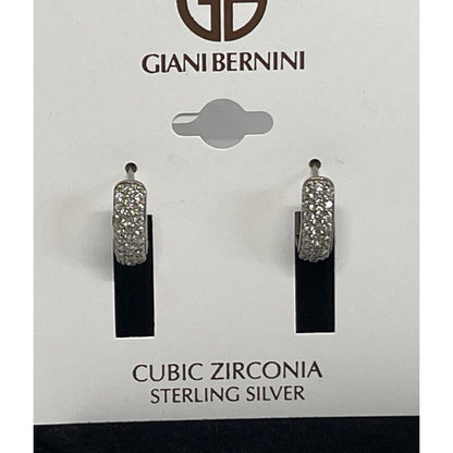 Sterling Silver CZ Huggie Hoop Earrings Stunning Chic Stylish Fashion Shiny NWT