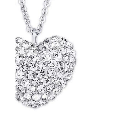 Silver Plated Heart CZ Pendant Necklace Chic Fashion Elegant Stylish Glitz Vday