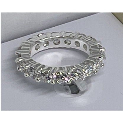 Silver Plated CZ Band Ring (Sz 6) Chic Stylish Fashion Stunning Trendy Shiny NWT