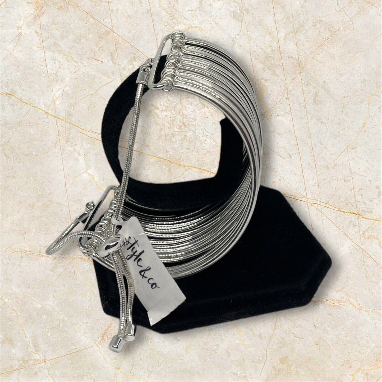 Silver Tone Multi Row Bolo Cuff Bracelet Chic Fashion Trendy Elegant Stylish NWT