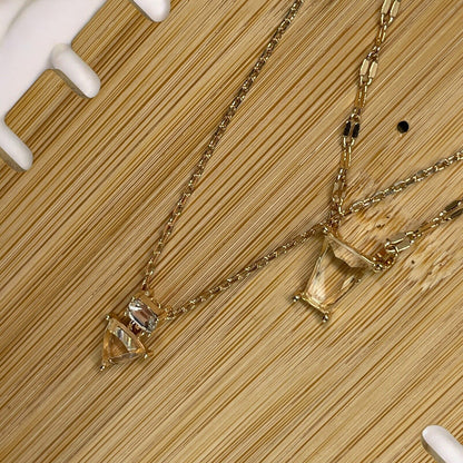 Guess Gold Tone Crystal Pendant Layered Necklace Fashion Style Trendy Stunning