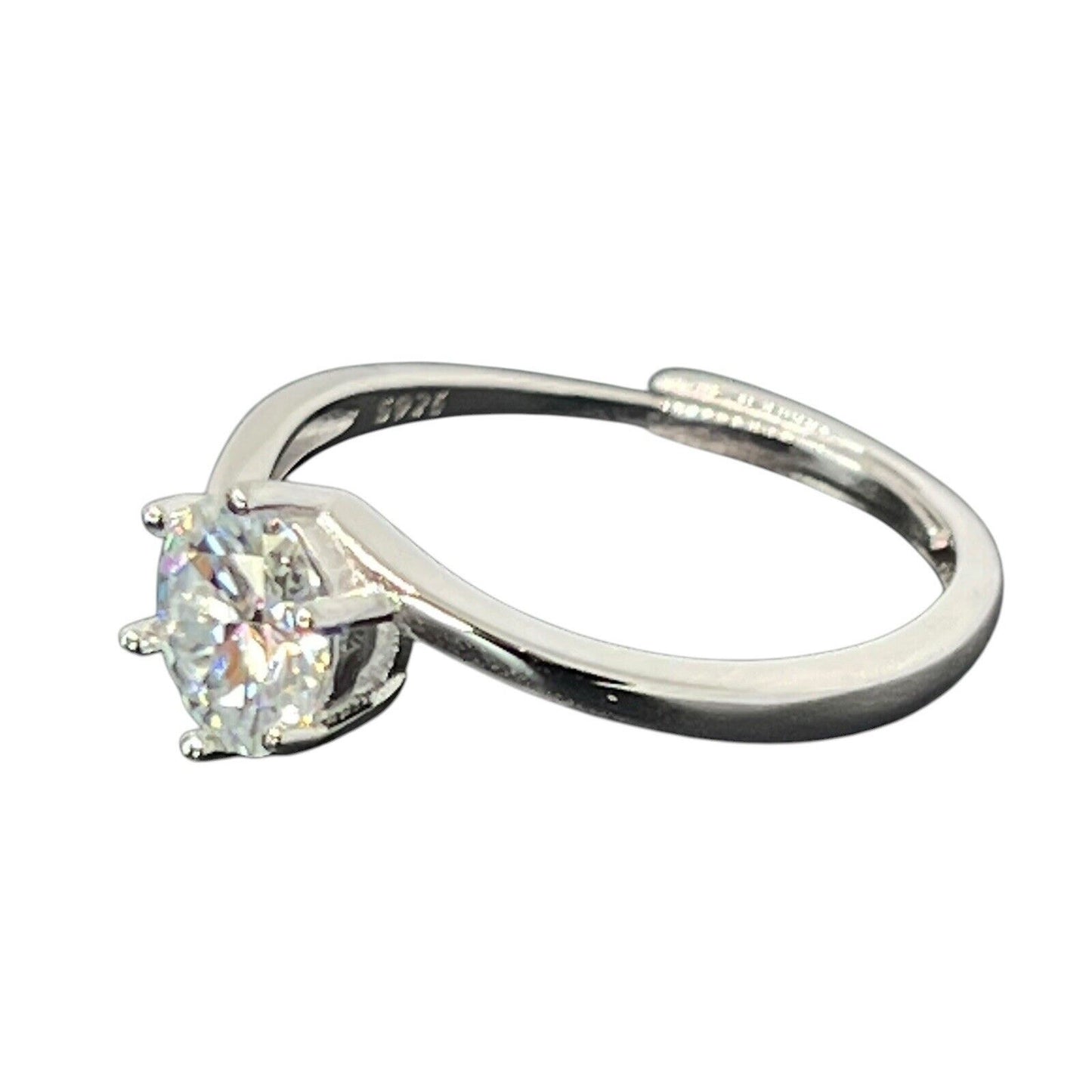 Moissanite (1 Carat) Sterling Silver Engagement Ring Promise (GRA Certified)