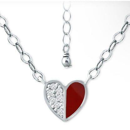 Sterling Silver CZ Heart Charm Necklace Stunning Fashion Trendy Shiny NWT Vday