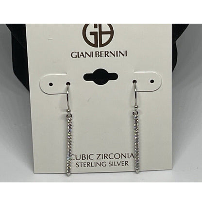 Sterling Silver Textured CZ Drop Earrings Chic Stylish Fashion Elegant Cocktail