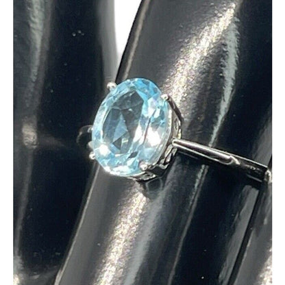 LUXY Gems Natural Blue Topaz Sterling Silver Ring (1.5 ct) Luxury Fashion (Sz 7)