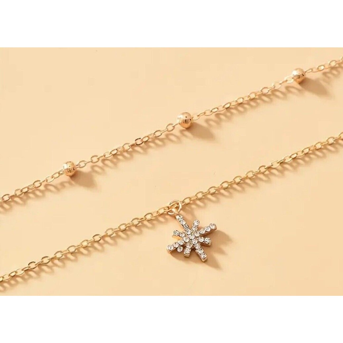 18K Gold Plate Crystal Star Pendant Necklace Layered Stunning Chic Trendy Style