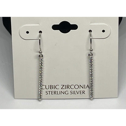 Sterling Silver Textured CZ Drop Earrings Chic Stylish Fashion Elegant Cocktail