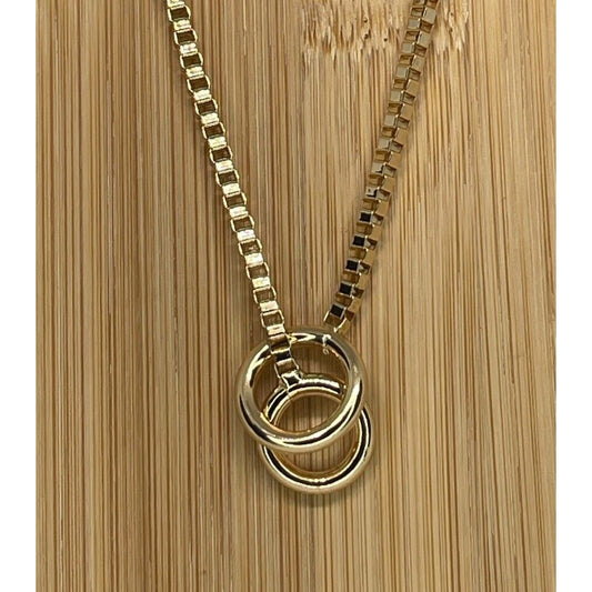 Gold Tone Box Chain Toggle Pendant Necklace Stylish Stunning Shiny Elegant NWT