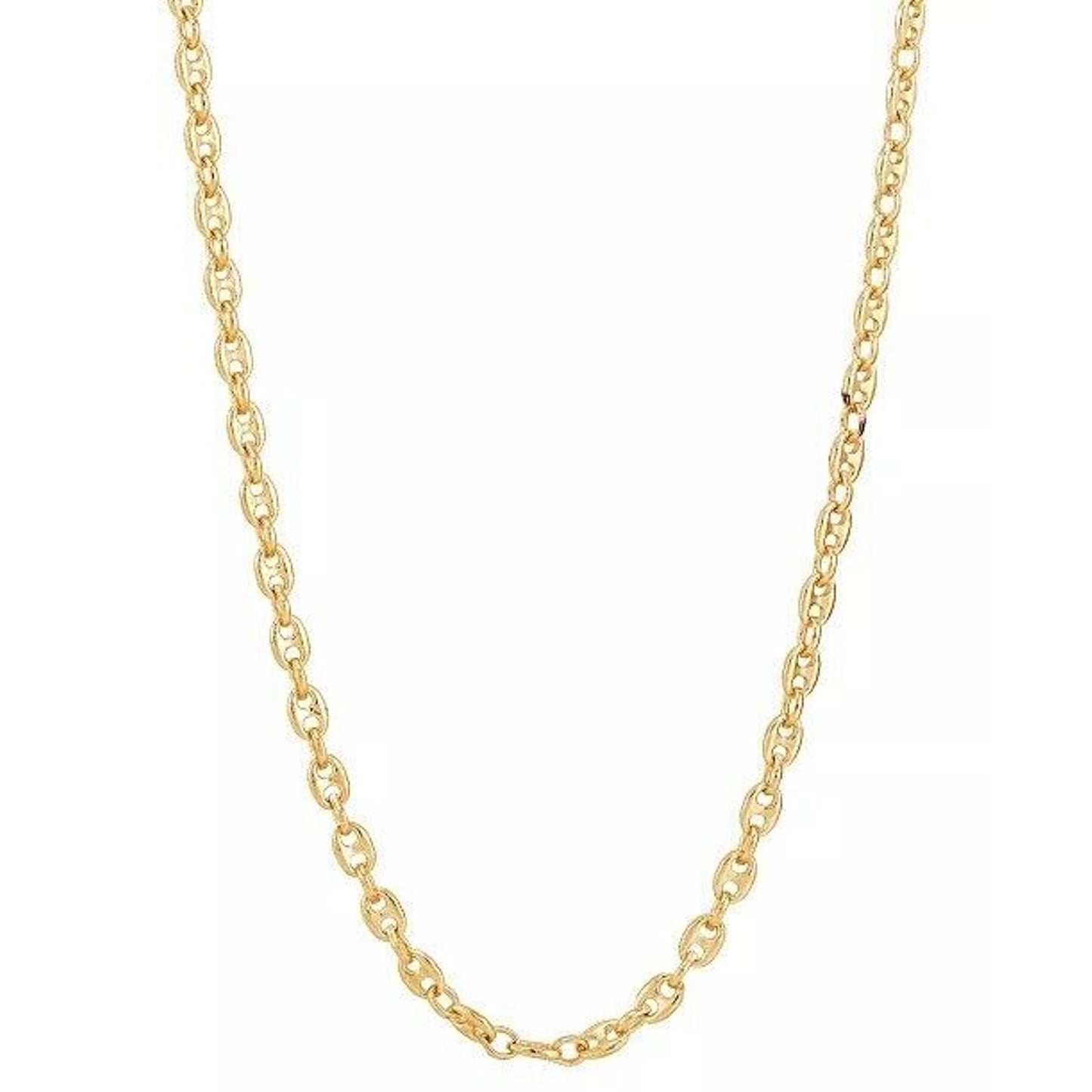 14K Gold Vermeil Tranciato Mariner Link Necklace 18" (3-1/3mm) Chic Trendy Style