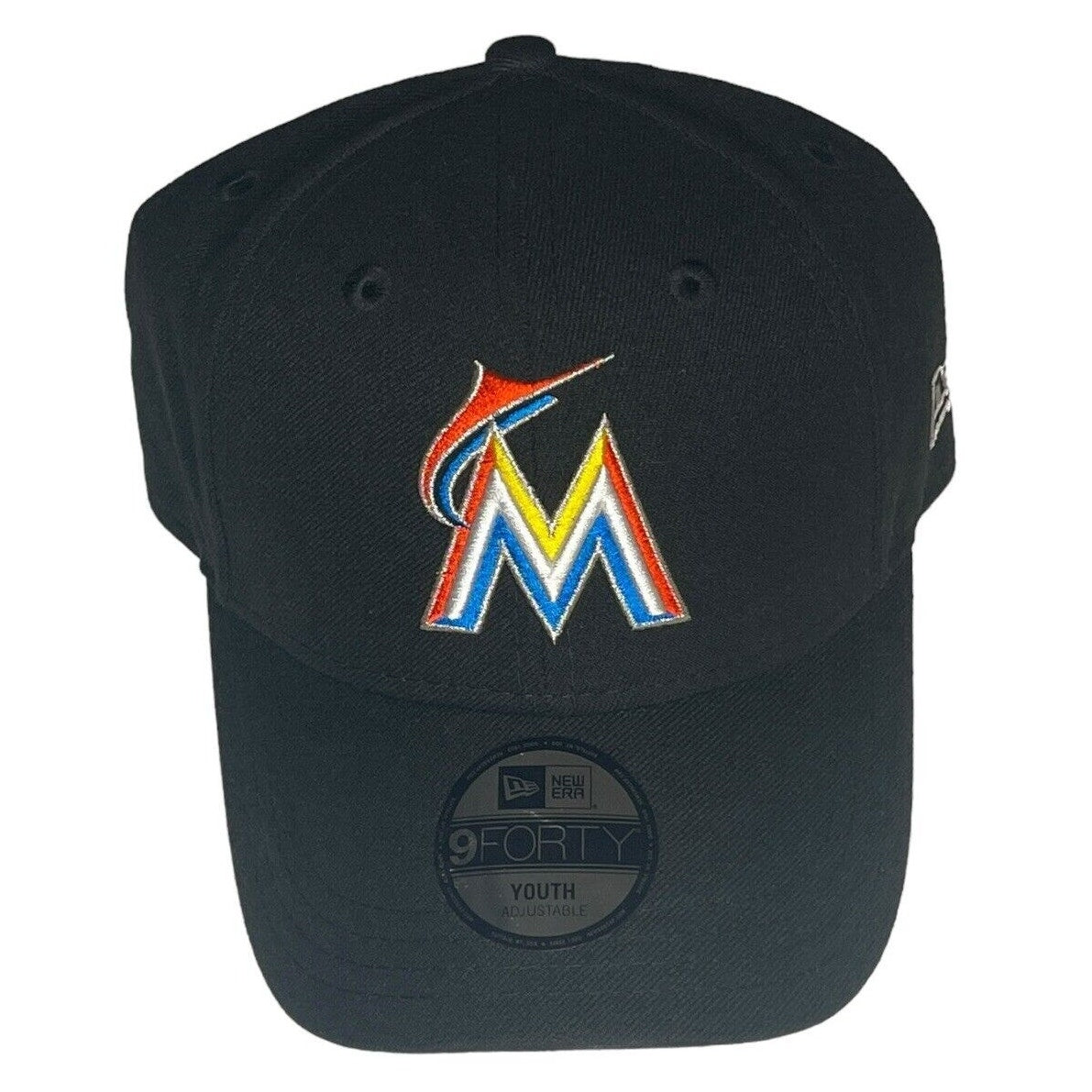 Miami Marlins Adjustable Ladies Hat Embroidered Logo Black Ballcap MLB Cap NWT