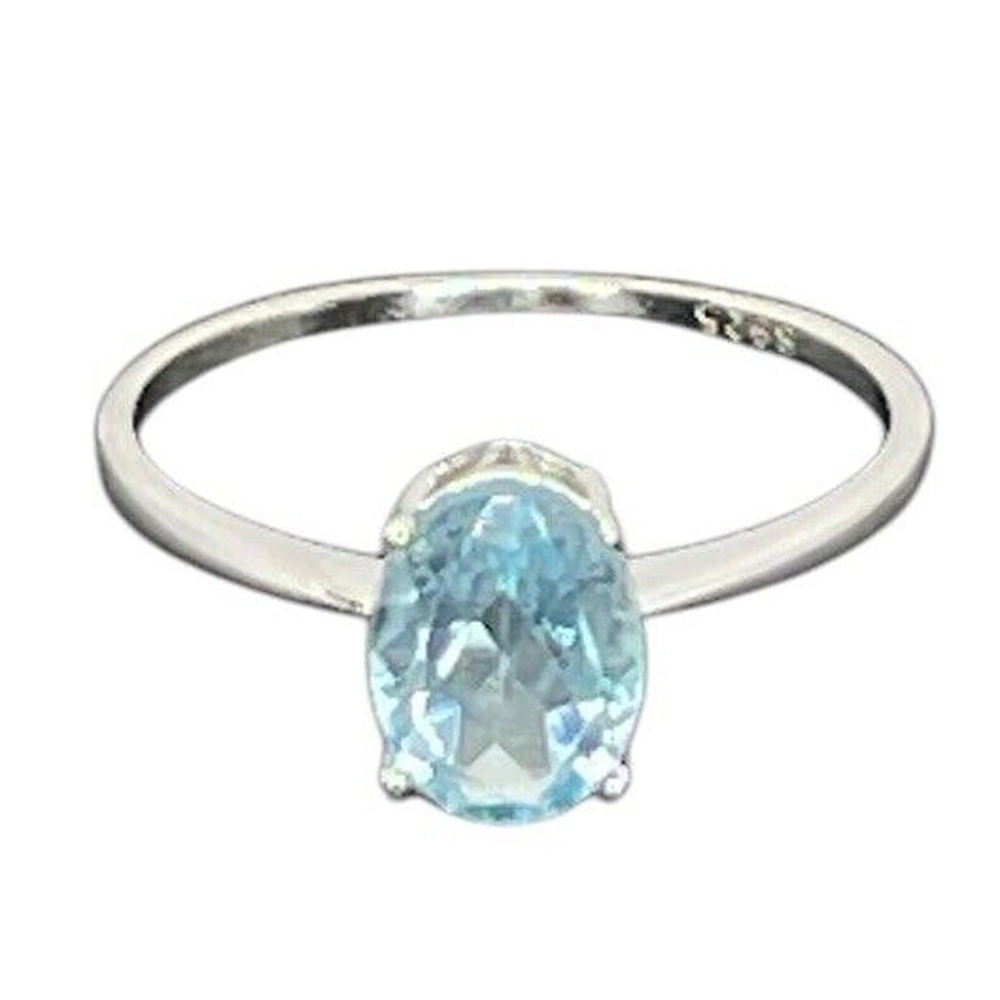 LUXY Gems Natural Blue Topaz Sterling Silver Ring (1.5 ct) Luxury Fashion (Sz 8)