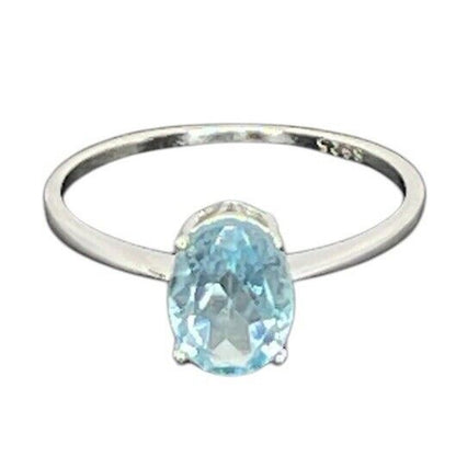 LUXY Gems Natural Blue Topaz Sterling Silver Ring (1.5 ct) Luxury Fashion (Sz 8)