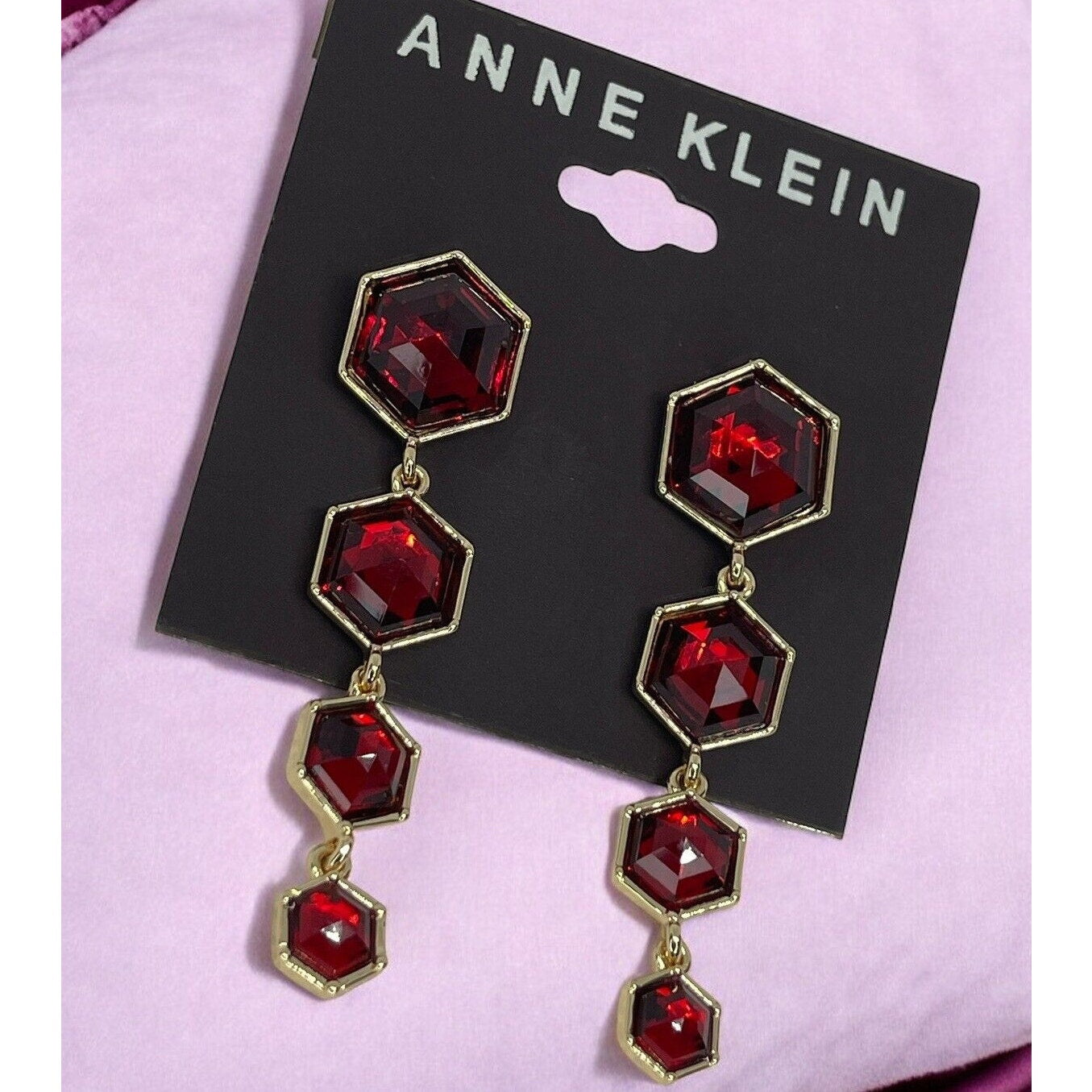 Anne Klein Gold Tone Crystal Drop Earrings Elegant Fashion Style Chic Stunning