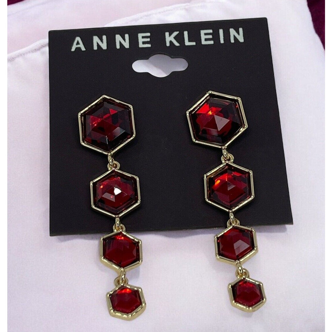 Anne Klein Gold Tone Crystal Drop Earrings Elegant Fashion Style Chic Stunning