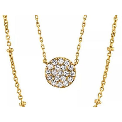 Unwritten Gold Plated Disc Pendant Necklace CZ Style Elegant Fashion Chic Trendy