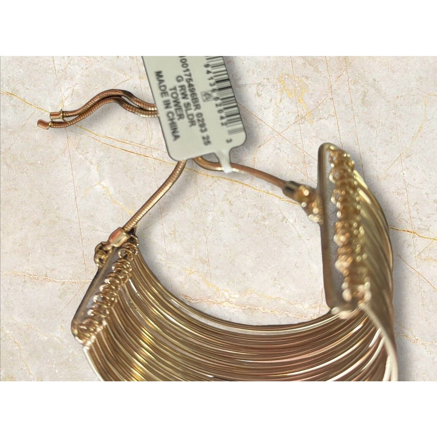 Gold Tone Cuff Slider Multi Row Bracelet Chic Fashion Cocktail Party Elegant NWT